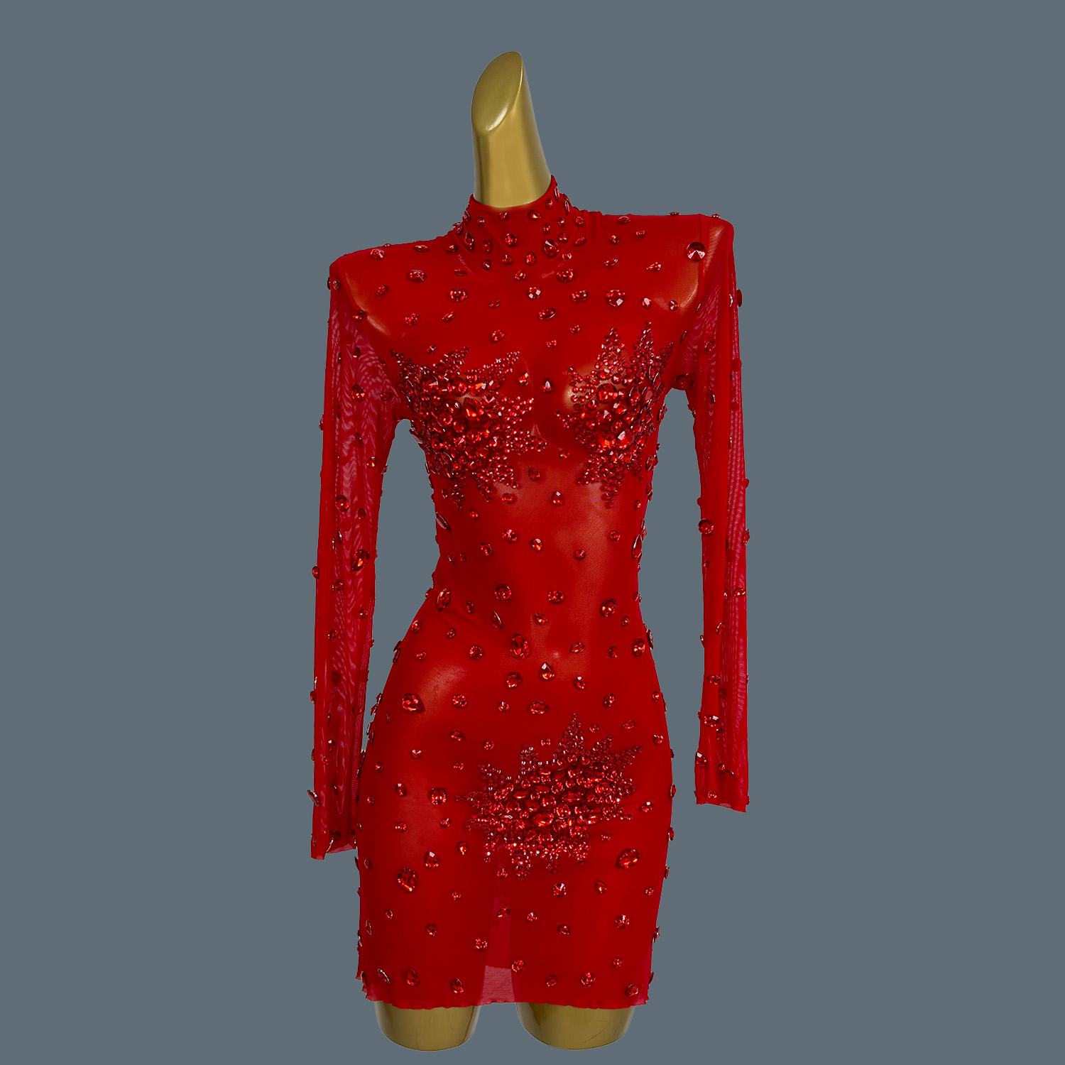 Sparkly Rhinestone Club Party Dress - Luxus sexy rote Strass steine funkelnd
