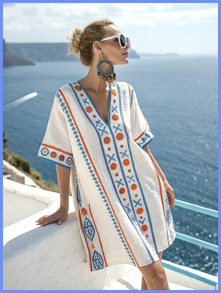 Dresses - Damen Sommerkleid 2025 mit V-Ausschnitt und