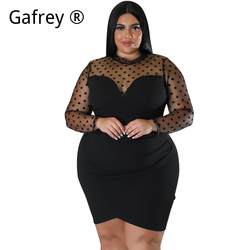Sexy Mesh Sheer Bodycon Dress - XXL 3XL 4XL 5XL Übergröße Damen