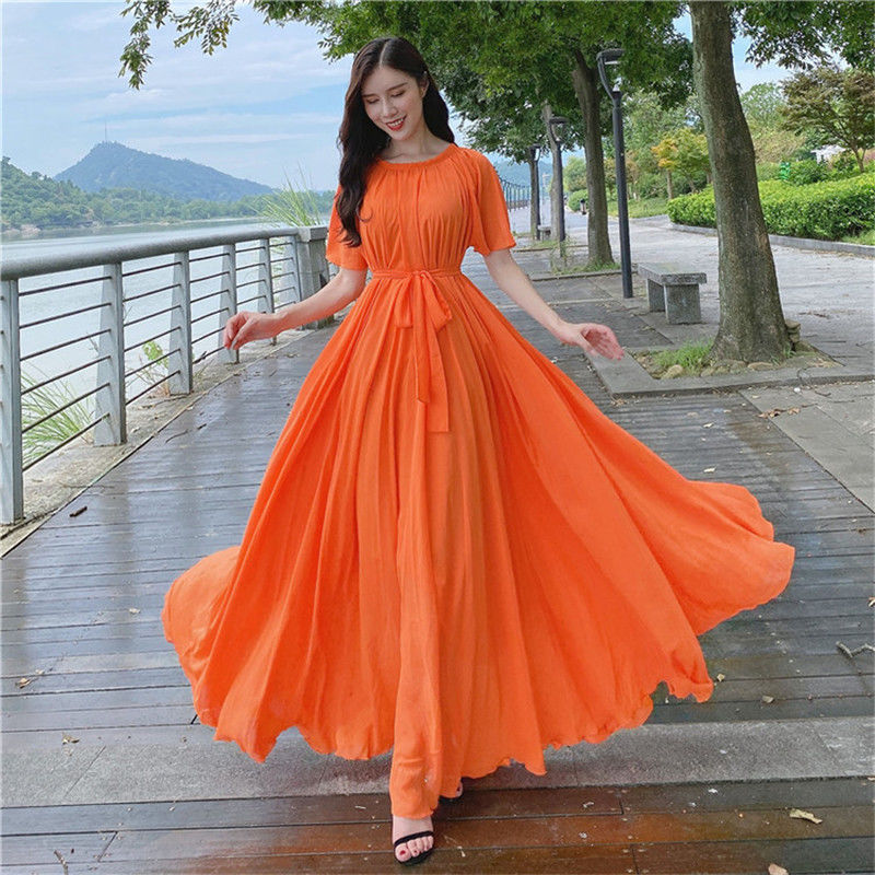French Vintage Floral Midi Dress - 2023 neue Frauen Sommerkleid großen Strand