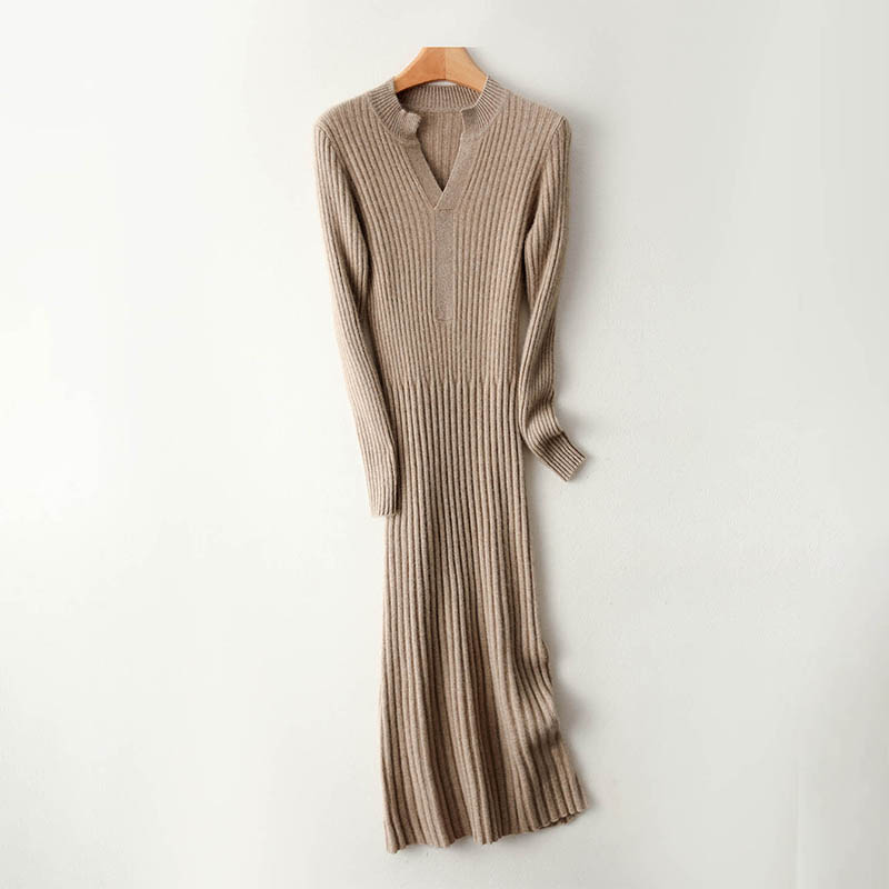 Bodycon Long Sleeve Ribbed Dress - Intelligentes, minimalistisches, geripptes 2025, langes Damenkleid
