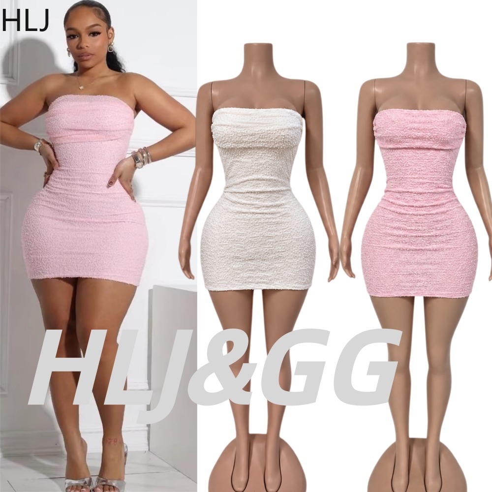 Sparkly Rhinestone Club Party Dress - HLJ Sexy Damen Trägerloses Minikleid mit