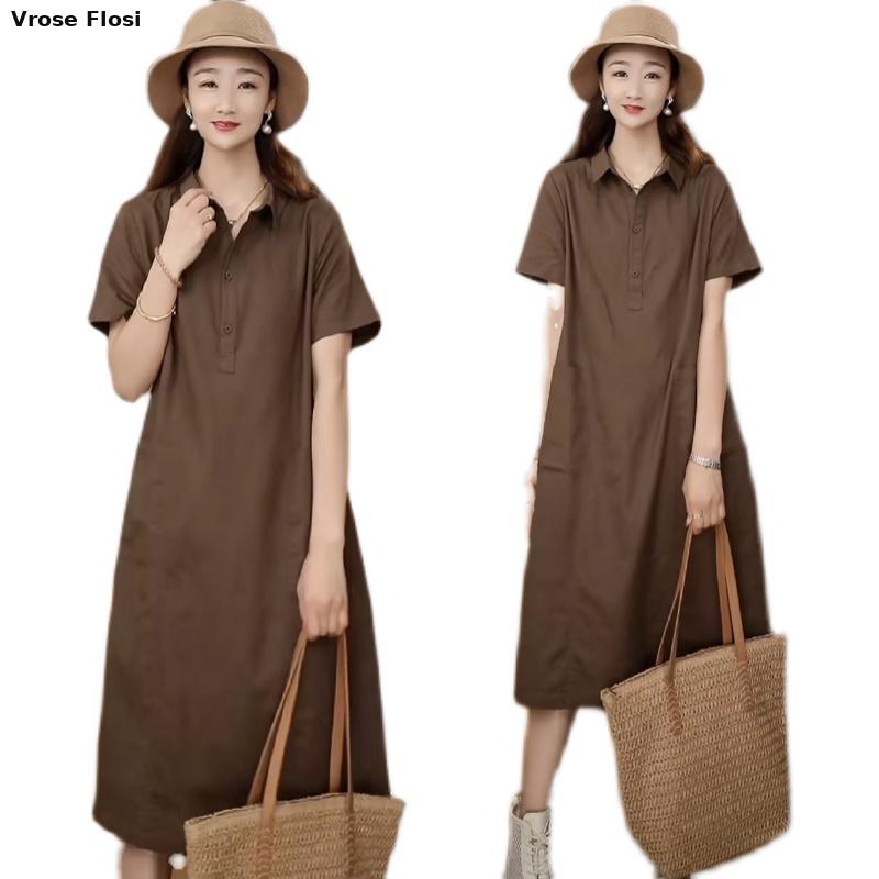 Casual Loose Linen Shirt Dress - Kleid Damen Sommer 2024 Neuankömmling Damen