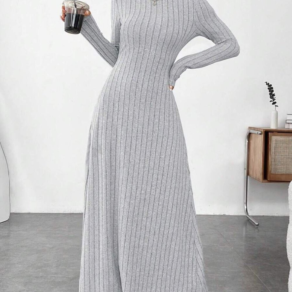 Elegantes Herbstkleid mit hohe – Bodycon Long Sleeve Ribbed Dress Bewertung und Preis