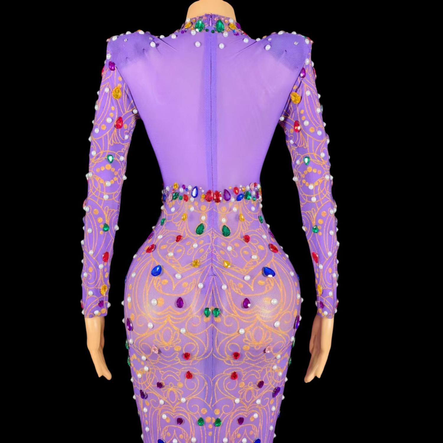 Glitzerndes lila Meerjungfrau- – Sparkly Rhinestone Club Party Dress Bewertung und Preis