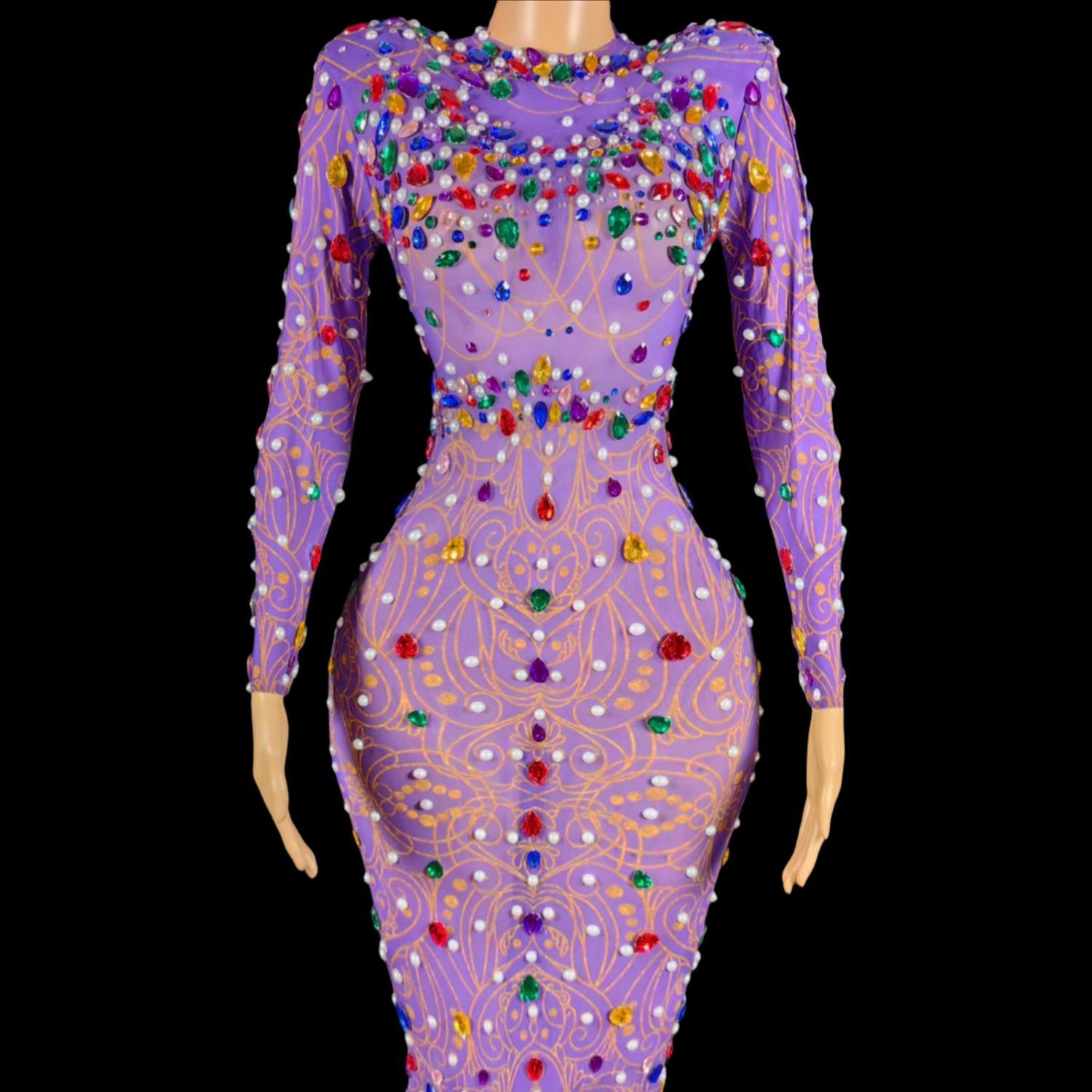 Glitzerndes lila Meerjungfrau- – Sparkly Rhinestone Club Party Dress Bewertung und Preis