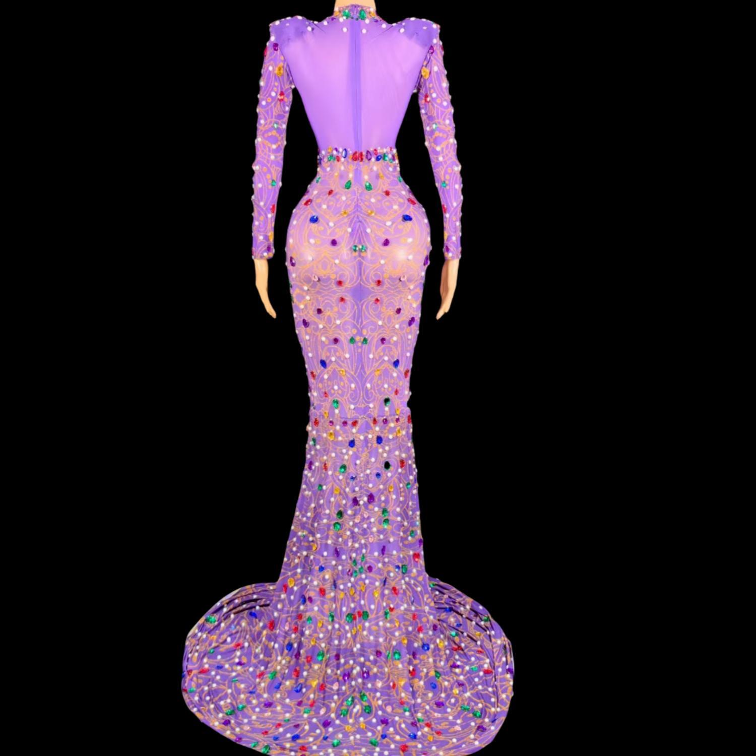 Glitzerndes lila Meerjungfrau- – Sparkly Rhinestone Club Party Dress Bewertung und Preis
