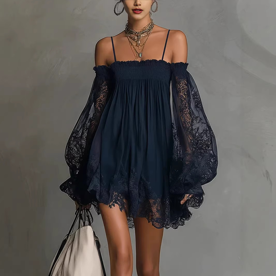Schulterfreies Spitzen-Minikle – Off Shoulder Puff Sleeve Sundress Bewertung und Preis