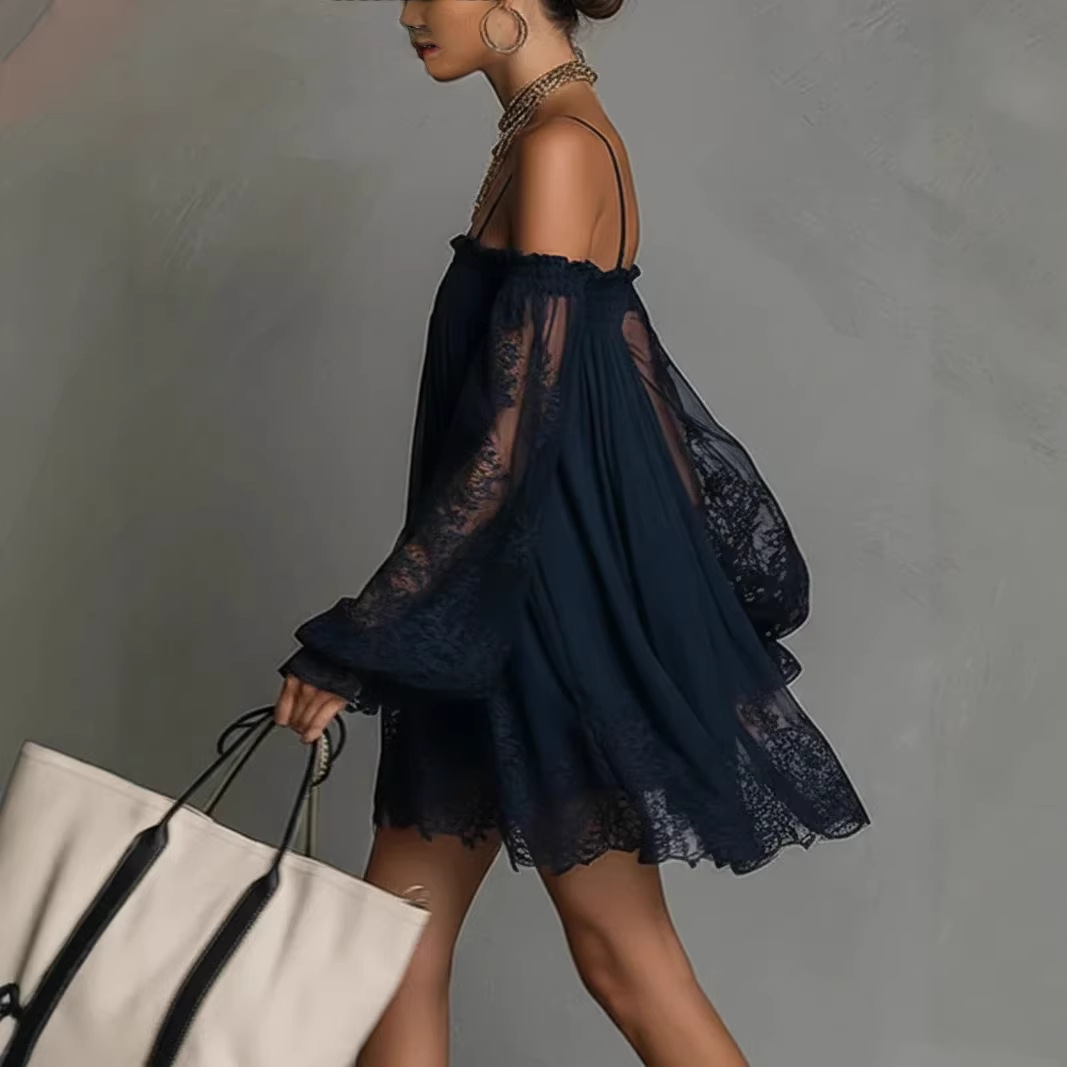 Schulterfreies Spitzen-Minikle – Off Shoulder Puff Sleeve Sundress Bewertung und Preis