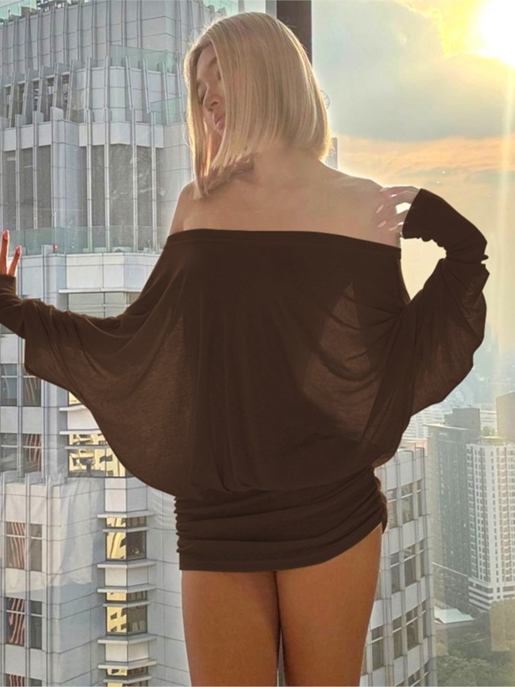 Neue Mode Off Schulter Sheer M – Sexy Mesh Sheer Bodycon Dress Bewertung und Preis
