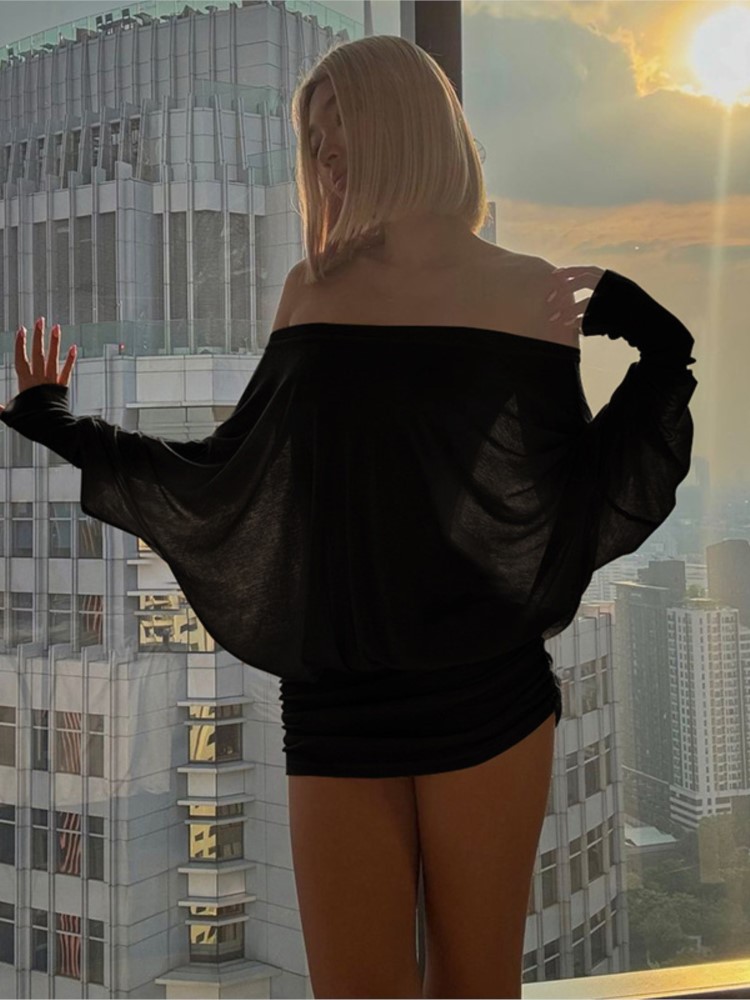 Neue Mode Off Schulter Sheer M – Sexy Mesh Sheer Bodycon Dress Bewertung und Preis