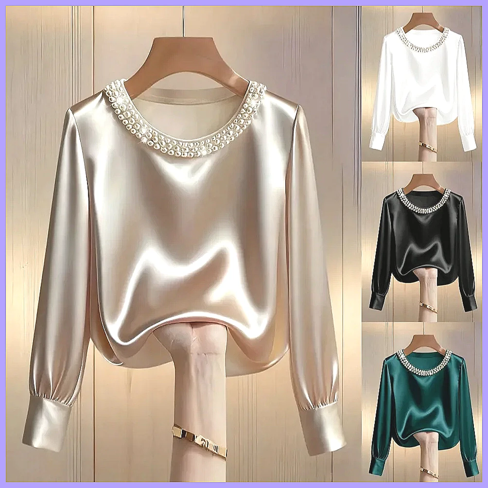 Elegante Perlenbesetzte Satin- – Blouses Bewertung und Preis