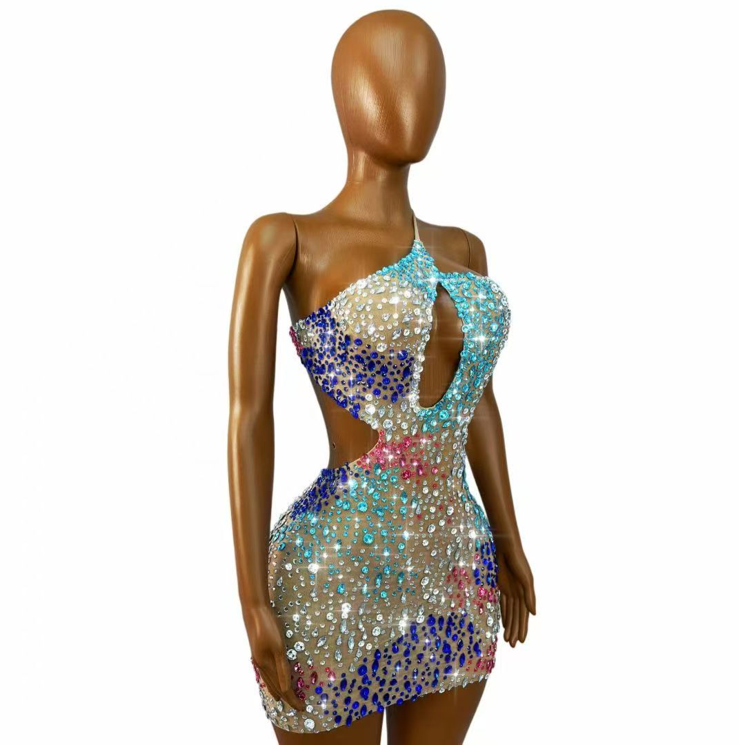 Glitzerndes, farbenfrohes Stra – Sparkly Rhinestone Club Party Dress Bewertung und Preis