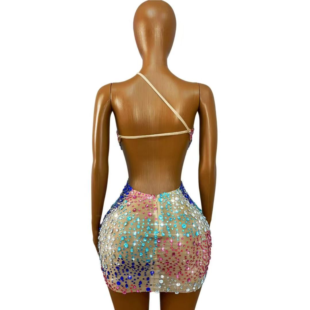 Glitzerndes, farbenfrohes Stra – Sparkly Rhinestone Club Party Dress Bewertung und Preis