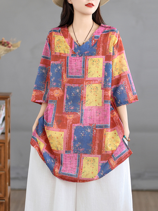 Lässiges Leinen-Print-Top, Vin – Casual Loose Linen Shirt Dress Bewertung und Preis