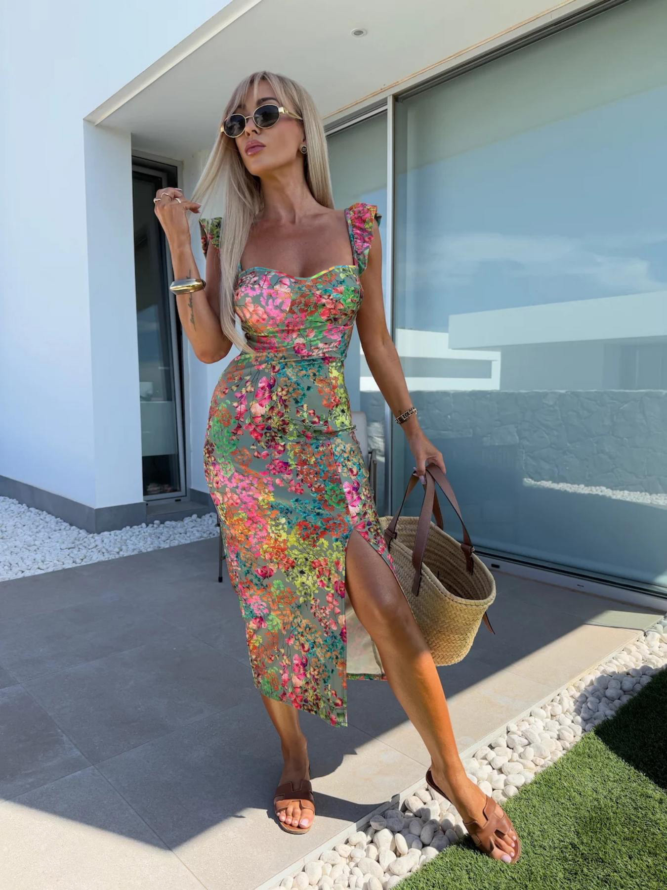 Neues europäisches und amerika – French Vintage Floral Midi Dress Bewertung und Preis