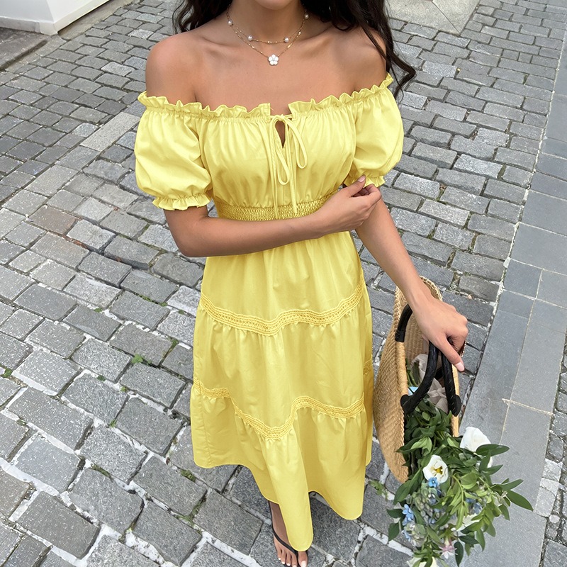 Sommerliches Boho-Kleid für Da – Off Shoulder Puff Sleeve Sundress Bewertung und Preis