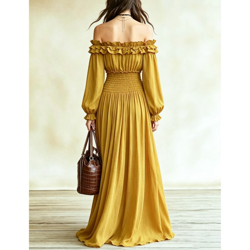 Schulterfreies Modisches Maxik – Off Shoulder Puff Sleeve Sundress Bewertung und Preis