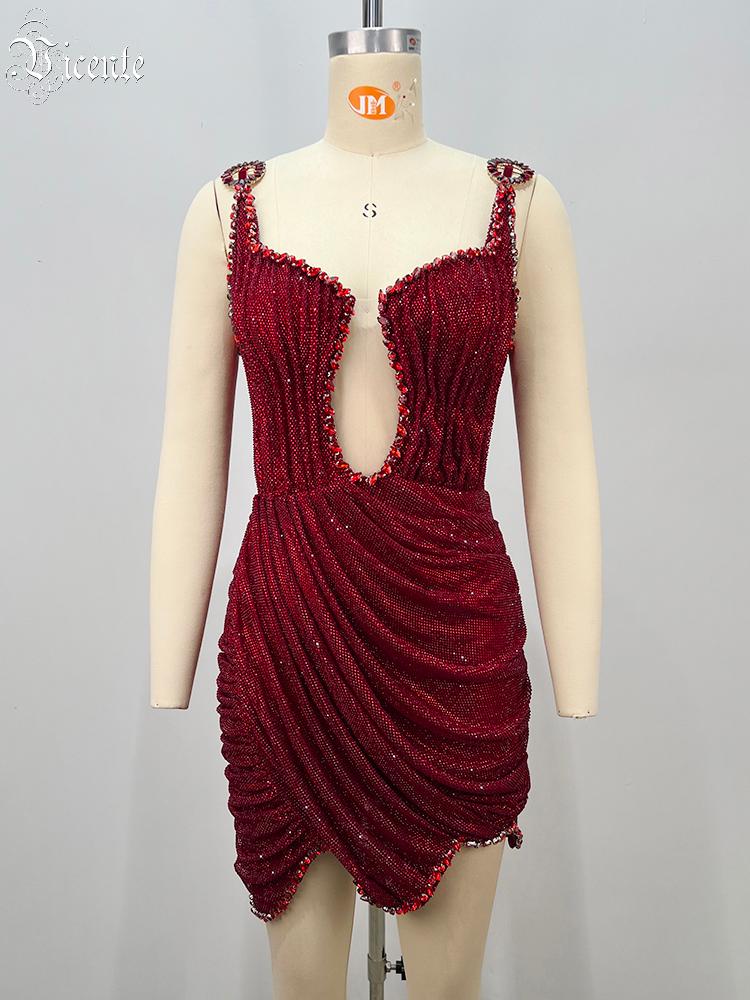 VC 2026 Sexy Rotes Strass-Mini – Sparkly Rhinestone Club Party Dress Bewertung und Preis
