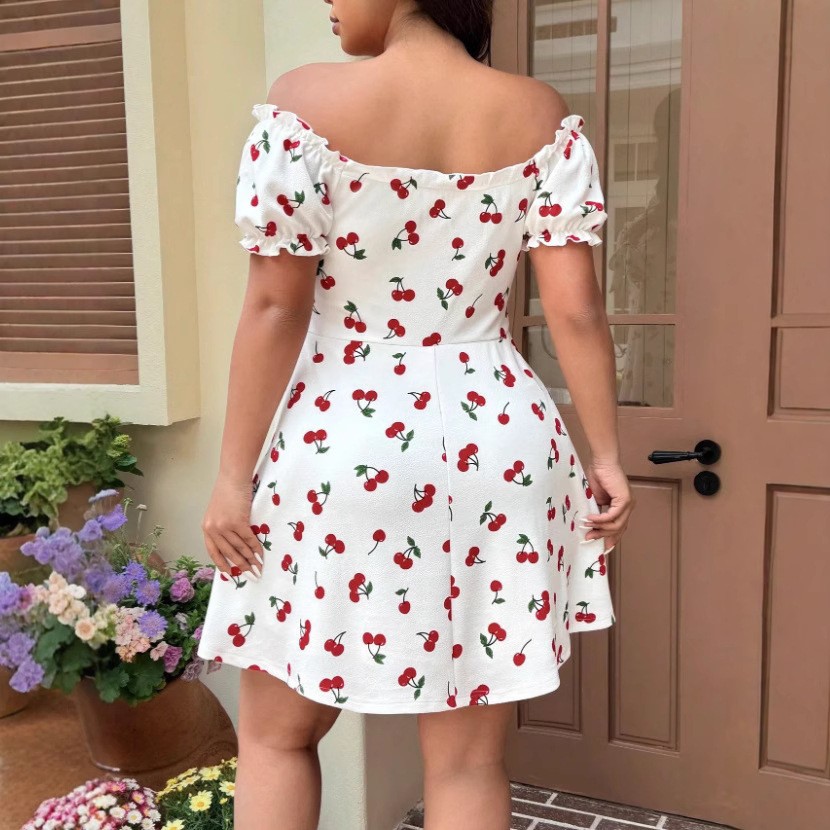 Sommerkleid für Damen, schulte – Off Shoulder Puff Sleeve Sundress Bewertung und Preis