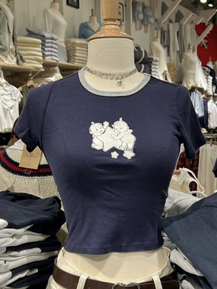 Engel Baby Grafik schlanke T-S – Y2K Graphic Baby Tee Crop Bewertung und Preis