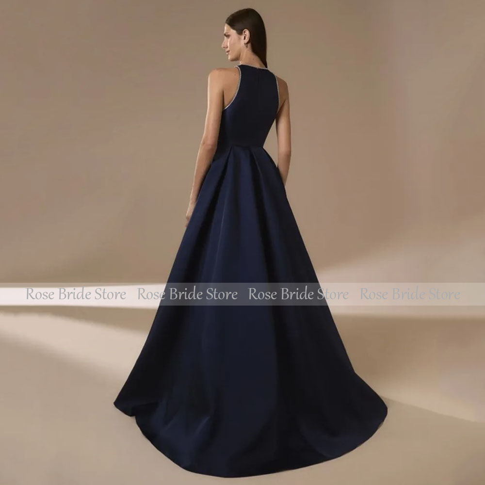 Marineblaue Satin-Abendkleider – Elegant Satin Evening Gown Split Bewertung und Preis