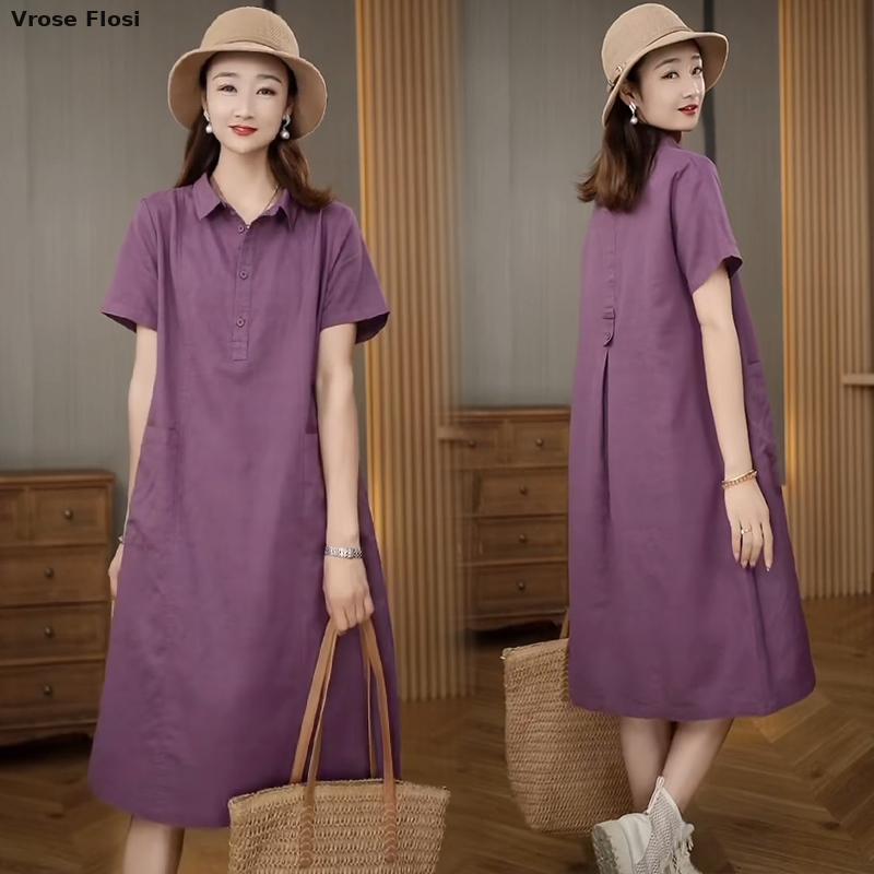 Kleid Damen Sommer 2024 Neuank – Casual Loose Linen Shirt Dress Bewertung und Preis