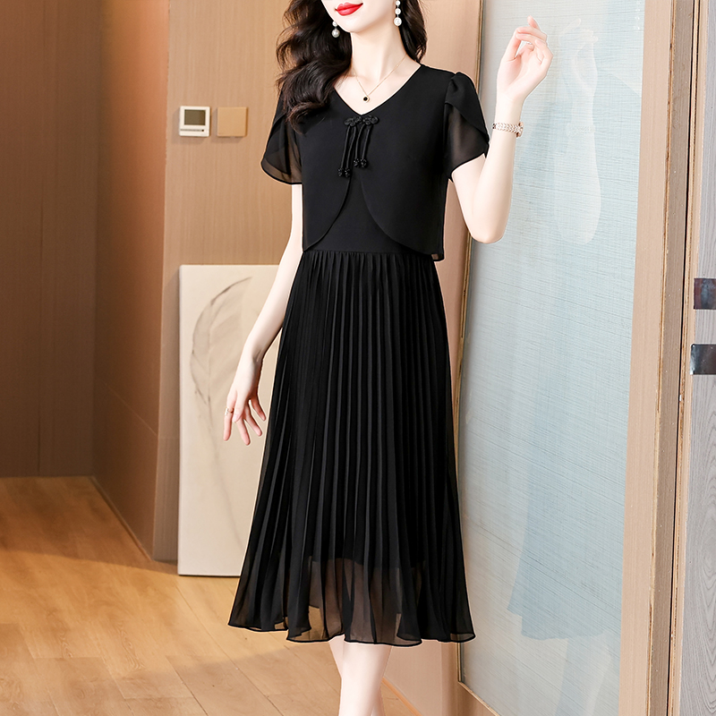 2025 sommer Solide Chiffon Cas – French Vintage Floral Midi Dress Bewertung und Preis