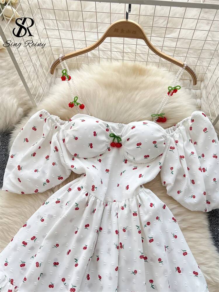 Fairycore Urlaubs-Sommerkleid  – Off Shoulder Puff Sleeve Sundress Bewertung und Preis